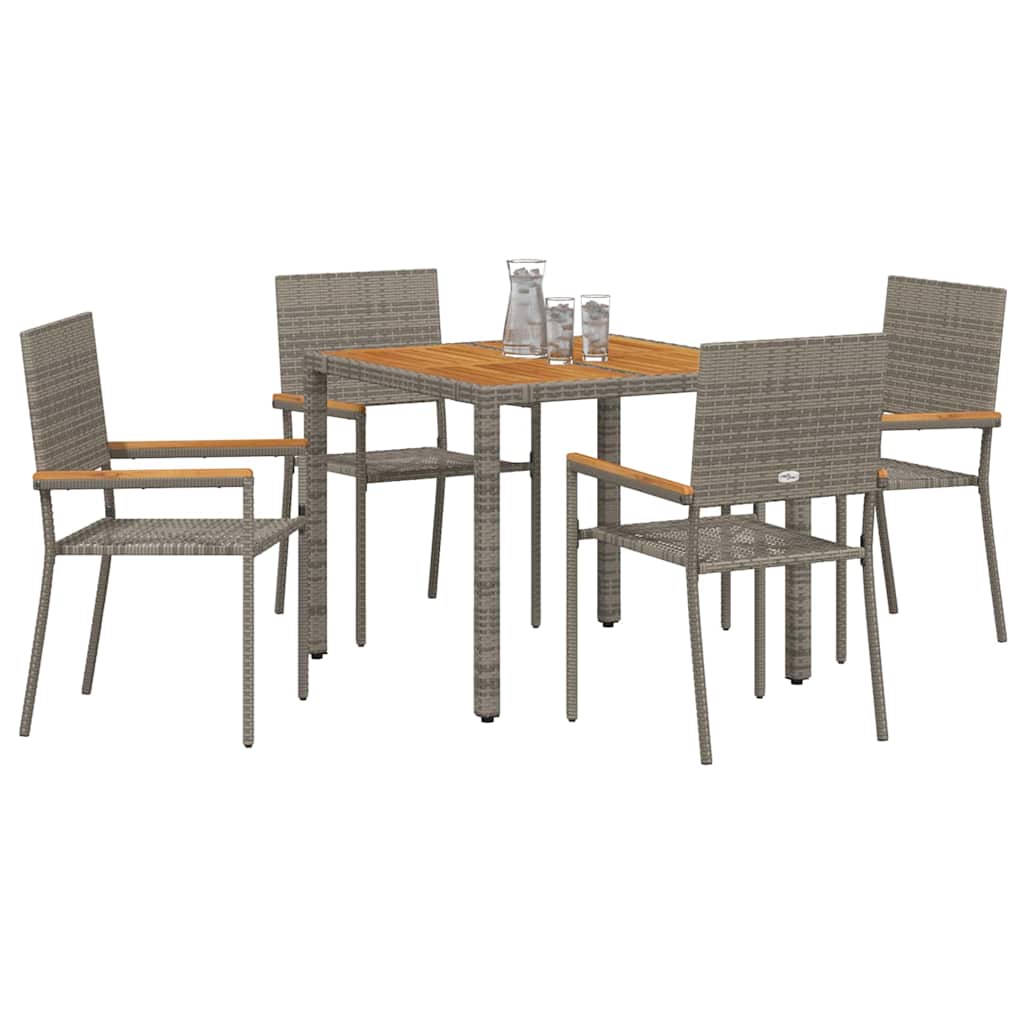 Tuin eettafelset 5 pcs Grijs poly rattan is nu te koop bij PeponiXL, paradijselijk wonen!