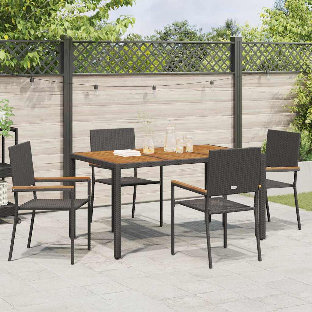 Tuin eettafelset 5 pcs Zwart poly rattan is nu te koop bij PeponiXL, paradijselijk wonen!