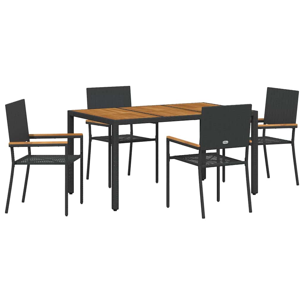 Tuin eettafelset 5 pcs Zwart poly rattan is nu te koop bij PeponiXL, paradijselijk wonen!