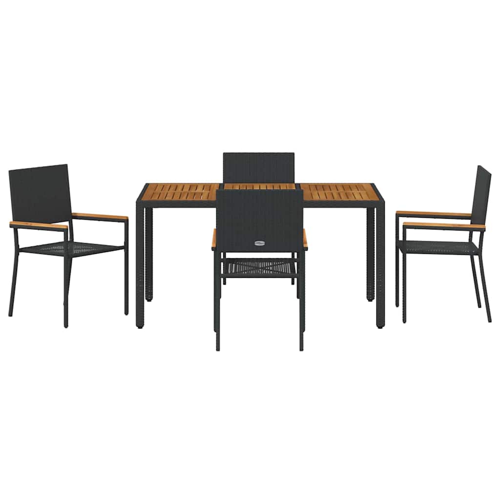 Tuin eettafelset 5 pcs Zwart poly rattan is nu te koop bij PeponiXL, paradijselijk wonen!