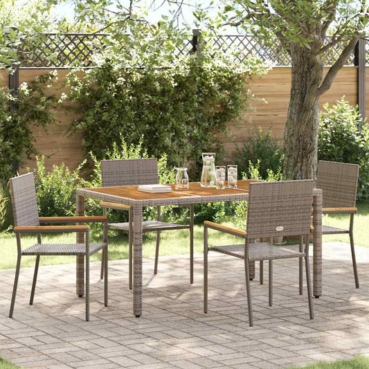 Tuin eettafelset 5 pcs Grijs poly rattan is nu te koop bij PeponiXL, paradijselijk wonen!