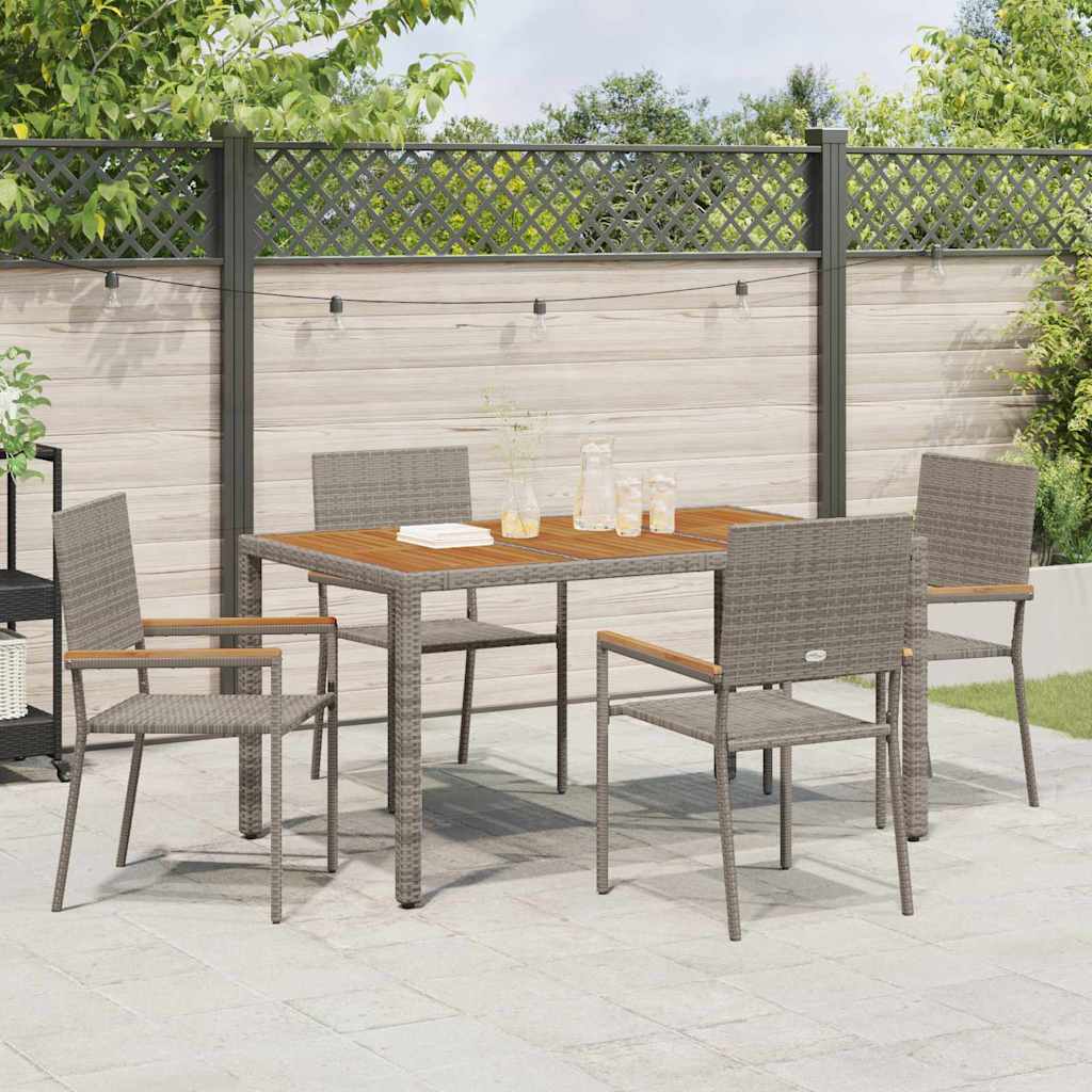 Tuin eettafelset 5 pcs Grijs poly rattan is nu te koop bij PeponiXL, paradijselijk wonen!