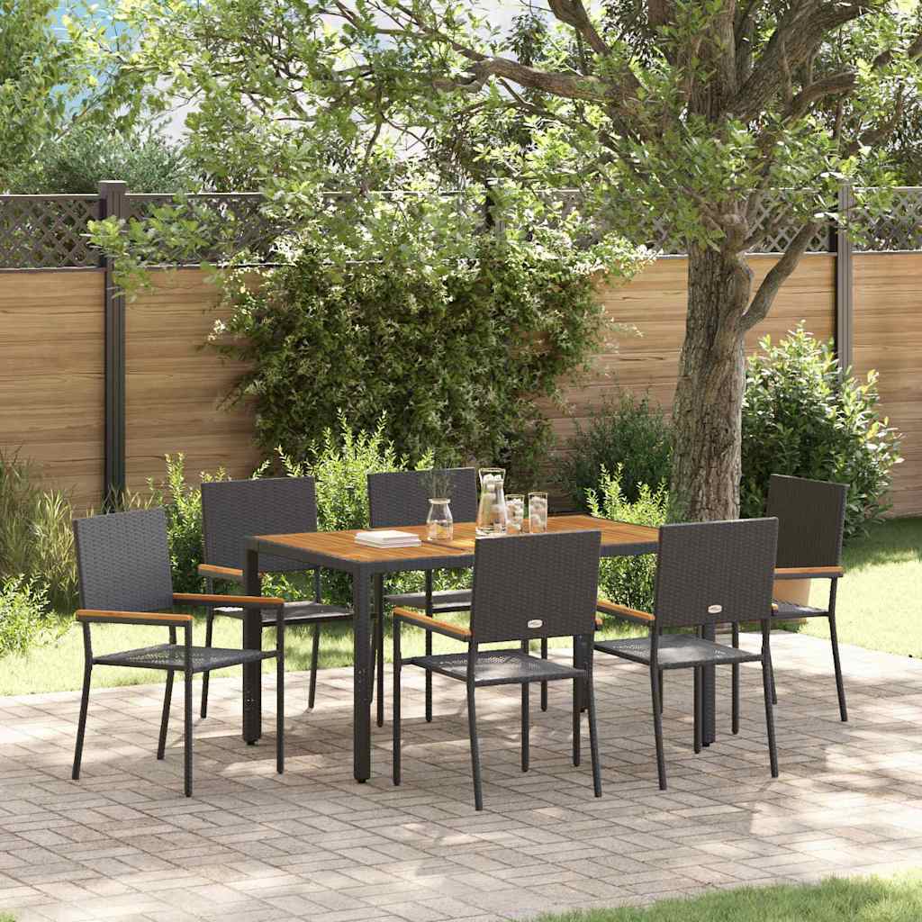 Tuin eettafelset 7 pcs Zwart poly rattan is nu te koop bij PeponiXL, paradijselijk wonen!