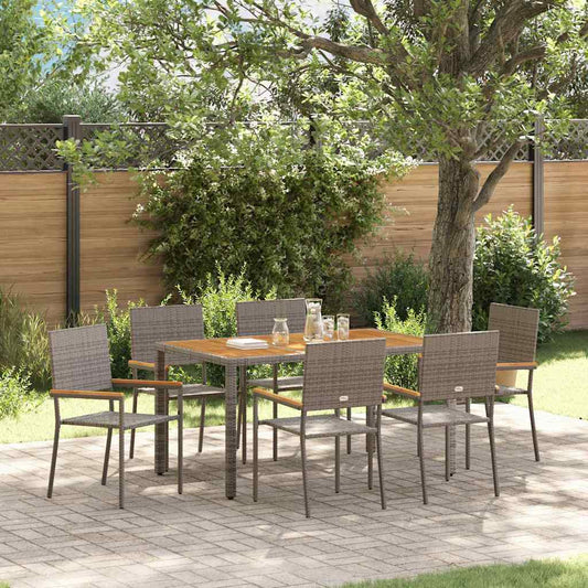 Tuin eettafelset 7 pcs Grijs poly rattan is nu te koop bij PeponiXL, paradijselijk wonen!