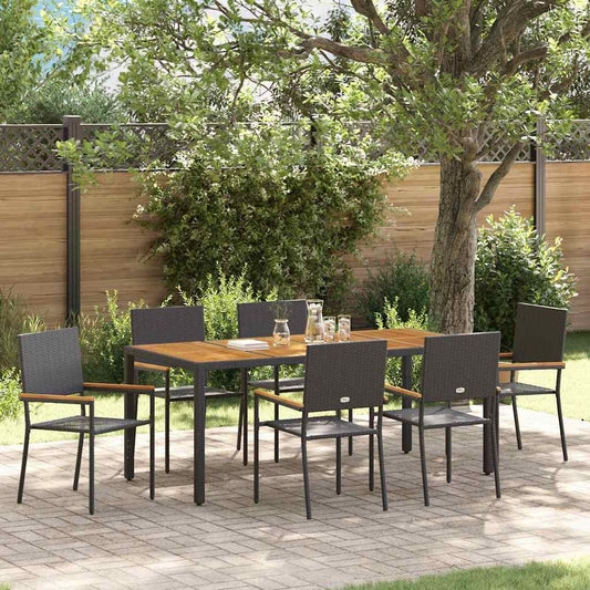 Tuin eettafelset 7 pcs Zwart poly rattan is nu te koop bij PeponiXL, paradijselijk wonen!