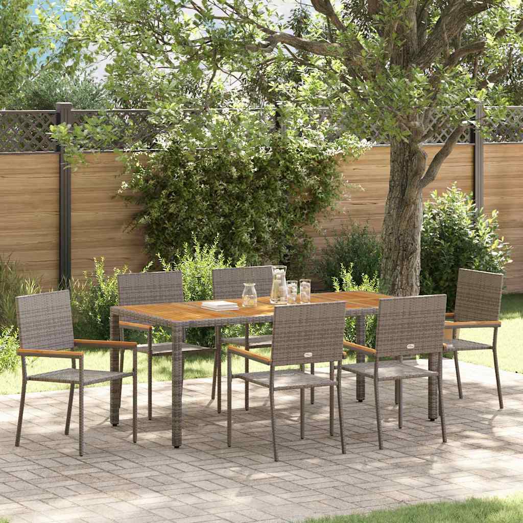 Tuin eettafelset 7 pcs Grijs poly rattan is nu te koop bij PeponiXL, paradijselijk wonen!