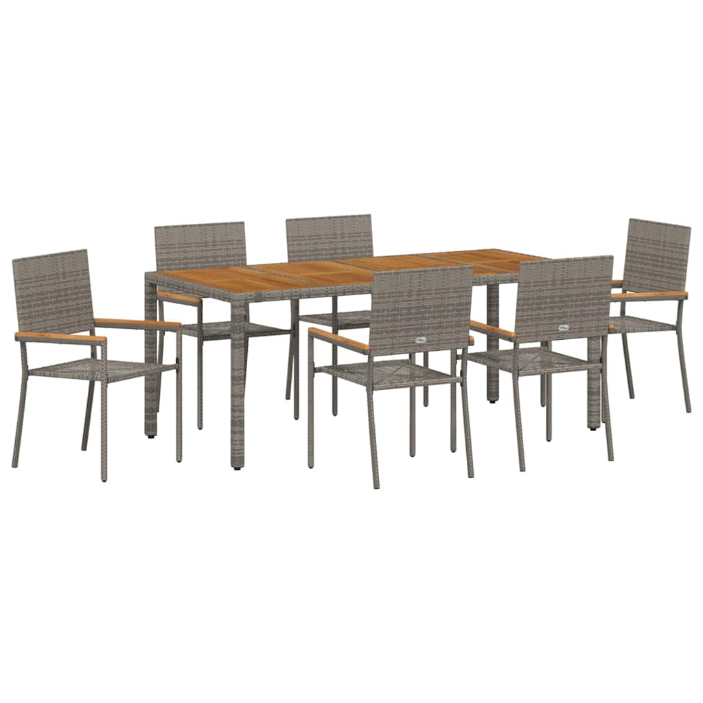 Tuin eettafelset 7 pcs Grijs poly rattan is nu te koop bij PeponiXL, paradijselijk wonen!