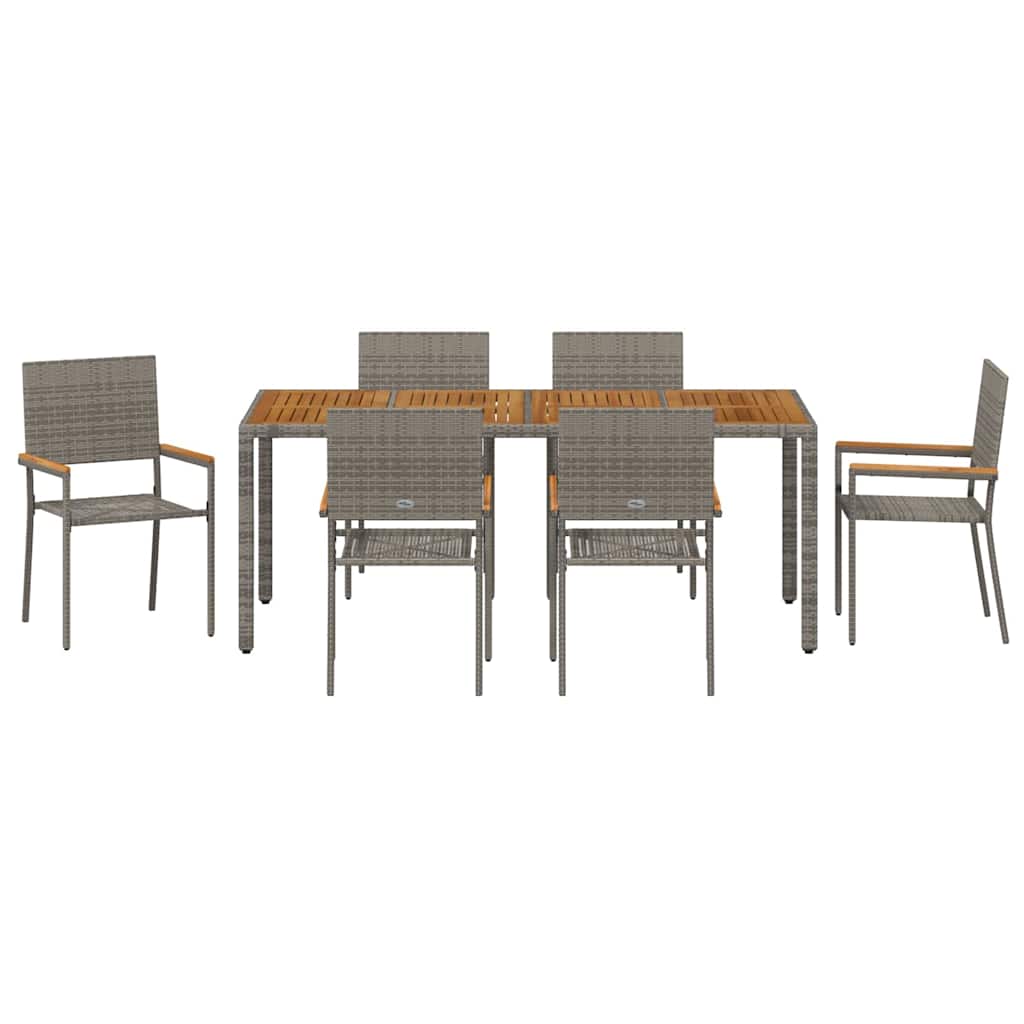 Tuin eettafelset 7 pcs Grijs poly rattan is nu te koop bij PeponiXL, paradijselijk wonen!
