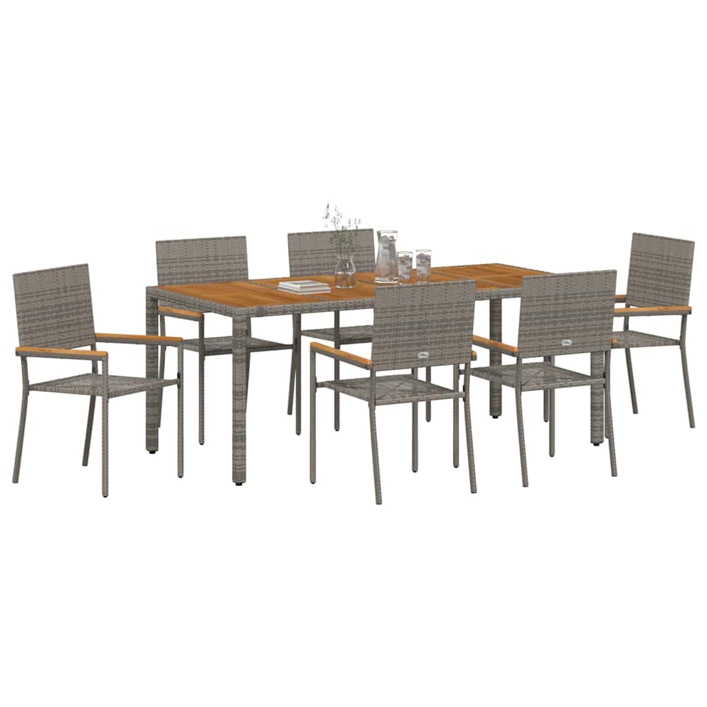 Tuin eettafelset 7 pcs Grijs poly rattan is nu te koop bij PeponiXL, paradijselijk wonen!
