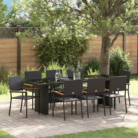 Tuin eettafelset 9 pcs Zwart poly rattan is nu te koop bij PeponiXL, paradijselijk wonen!