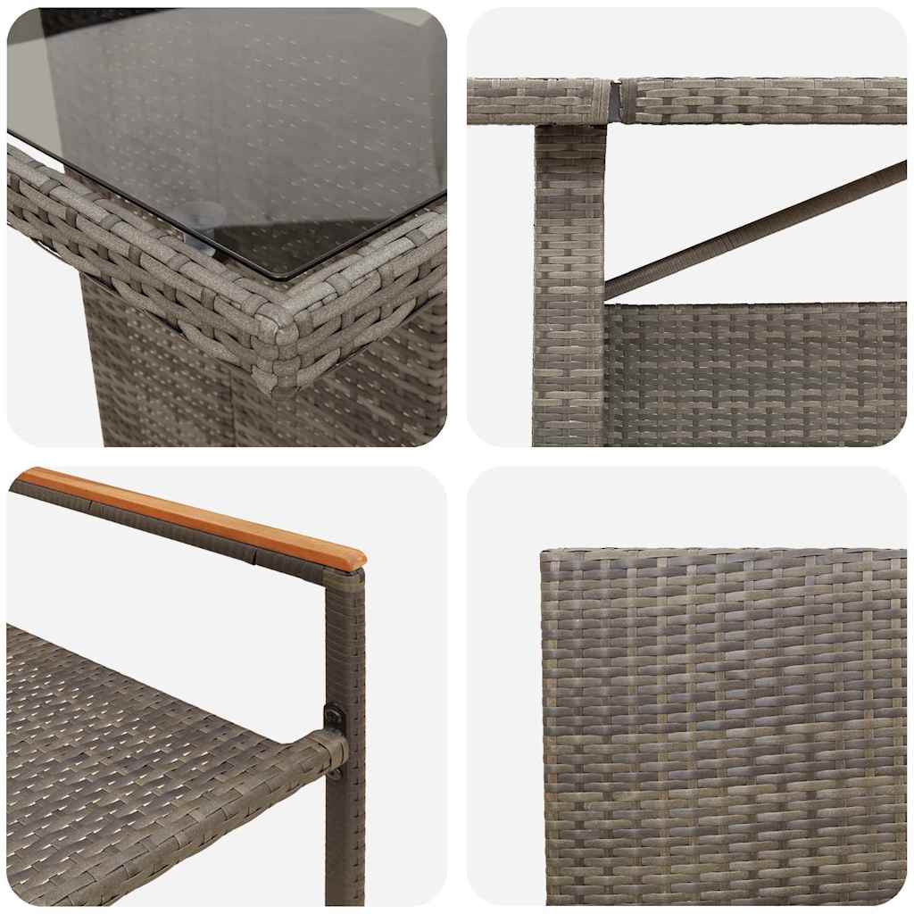 Tuin eettafelset 9 pcs Grijs poly rattan is nu te koop bij PeponiXL, paradijselijk wonen!