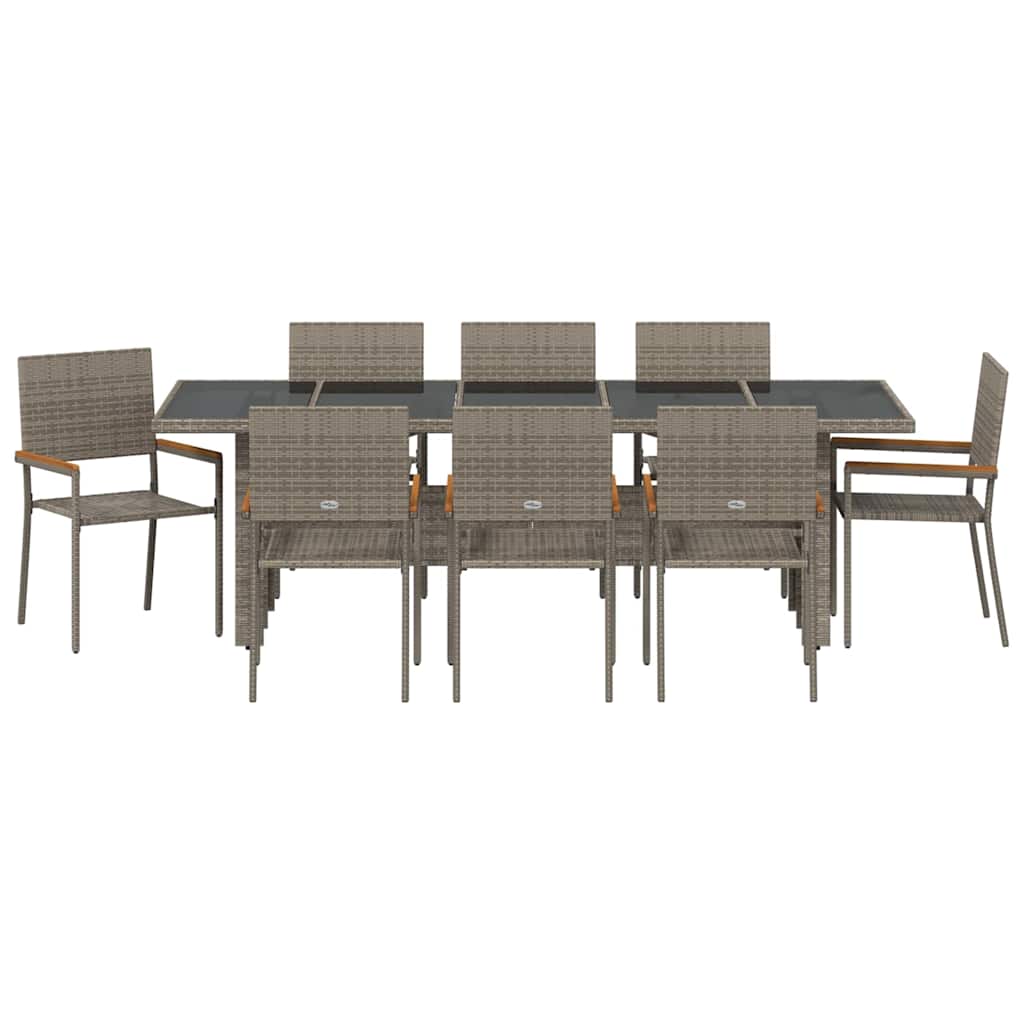 Tuin eettafelset 9 pcs Grijs poly rattan is nu te koop bij PeponiXL, paradijselijk wonen!