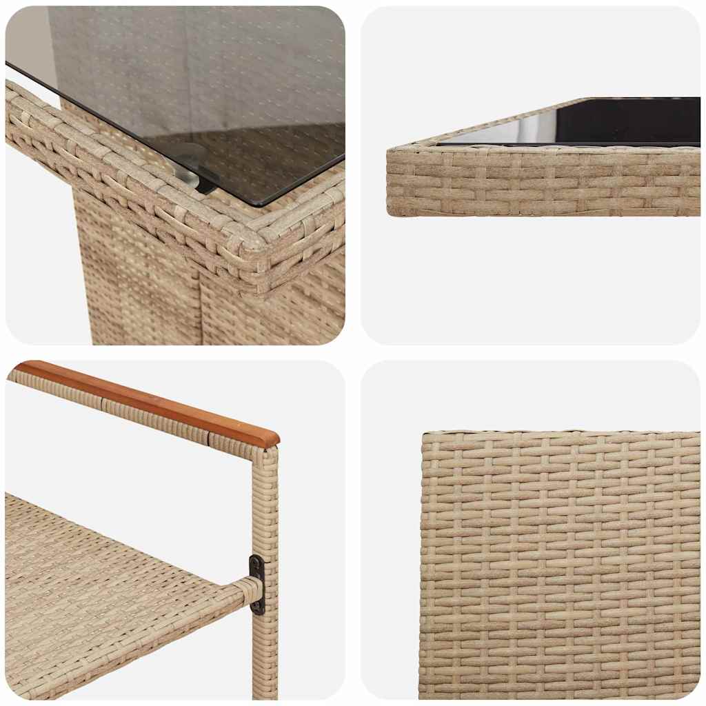 Tuin eettafelset 9 pcs Beige poly rattan is nu te koop bij PeponiXL, paradijselijk wonen!