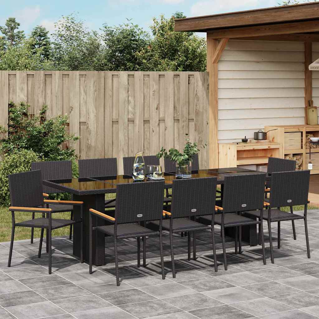 Tuin eettafelset 11 pcs Zwart poly rattan is nu te koop bij PeponiXL, paradijselijk wonen!