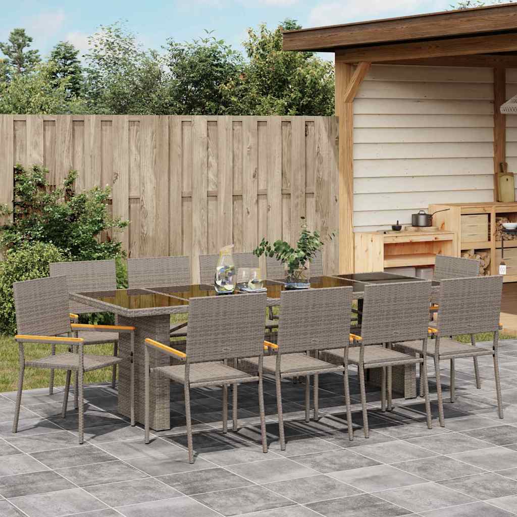 Tuin eettafelset 11 pcs Grijs poly rattan is nu te koop bij PeponiXL, paradijselijk wonen!