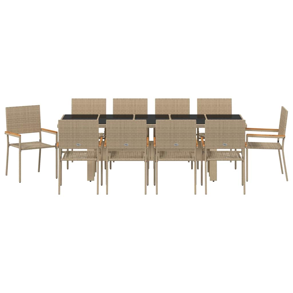 Tuin eettafelset 11 pcs Beige poly rattan is nu te koop bij PeponiXL, paradijselijk wonen!
