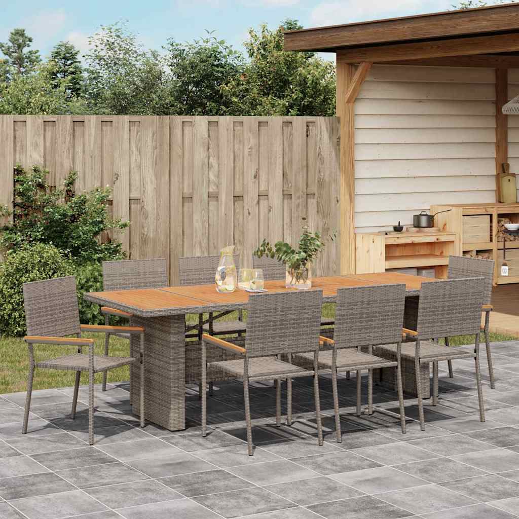 Tuin eettafelset 9 pcs Grijs poly rattan is nu te koop bij PeponiXL, paradijselijk wonen!