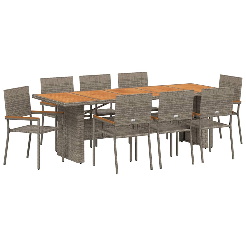Tuin eettafelset 9 pcs Grijs poly rattan is nu te koop bij PeponiXL, paradijselijk wonen!