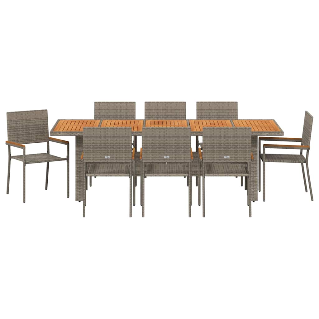 Tuin eettafelset 9 pcs Grijs poly rattan is nu te koop bij PeponiXL, paradijselijk wonen!