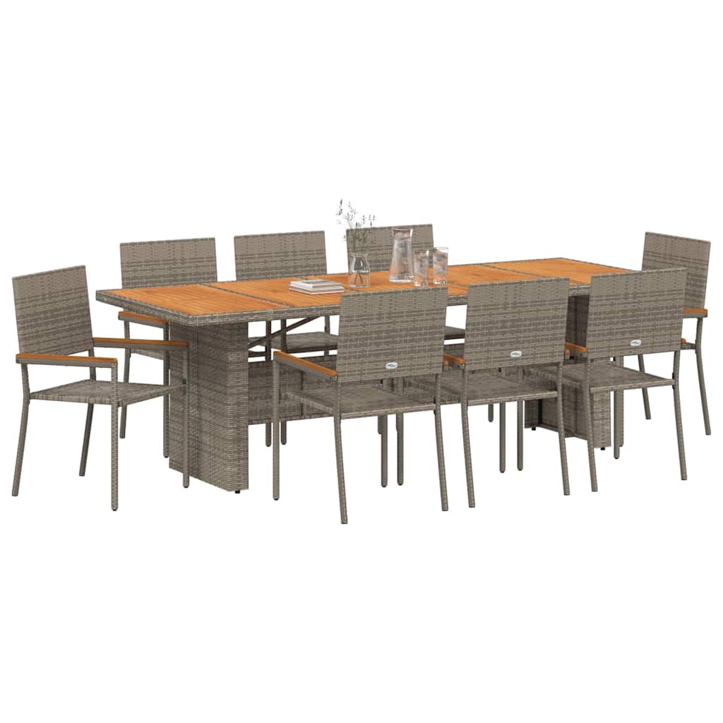 Tuin eettafelset 9 pcs Grijs poly rattan is nu te koop bij PeponiXL, paradijselijk wonen!
