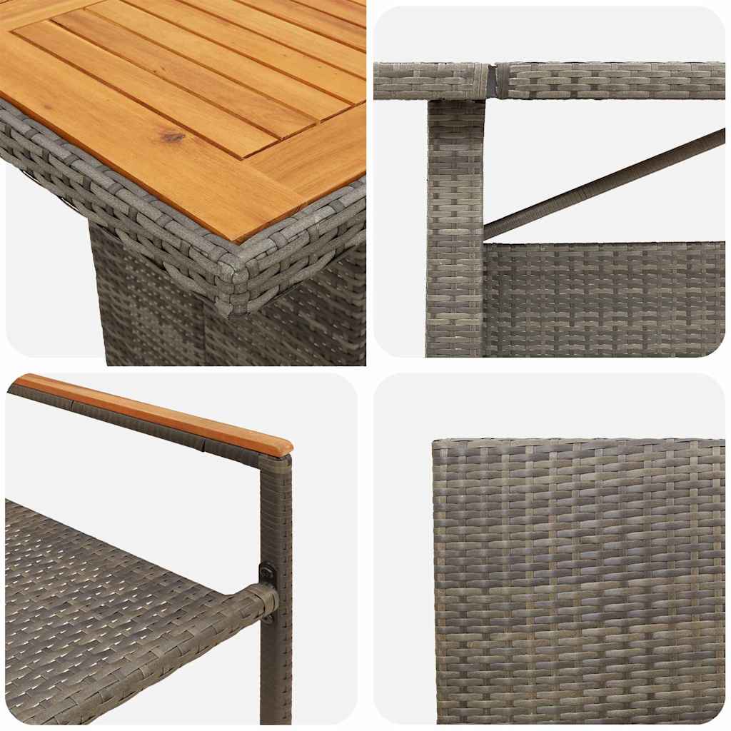 Tuin eettafelset 11 pcs Grijs poly rattan is nu te koop bij PeponiXL, paradijselijk wonen!
