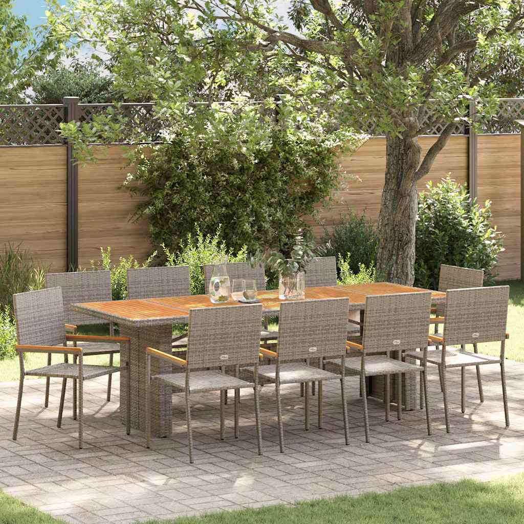 Tuin eettafelset 11 pcs Grijs poly rattan is nu te koop bij PeponiXL, paradijselijk wonen!