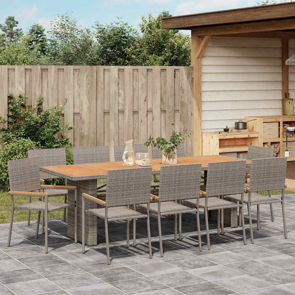 Tuin eettafelset 11 pcs Grijs poly rattan is nu te koop bij PeponiXL, paradijselijk wonen!