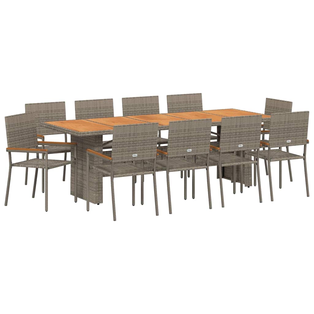 Tuin eettafelset 11 pcs Grijs poly rattan is nu te koop bij PeponiXL, paradijselijk wonen!