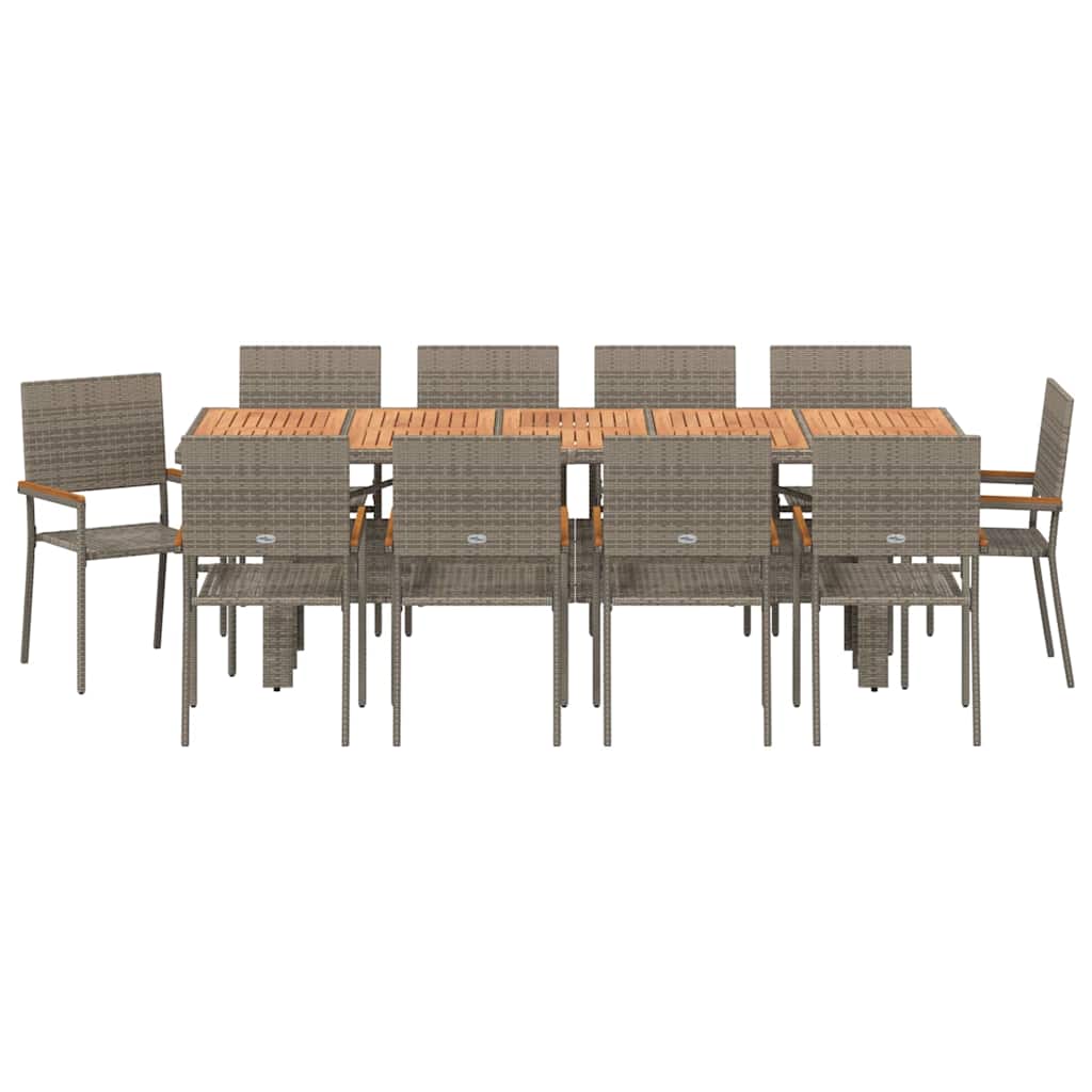 Tuin eettafelset 11 pcs Grijs poly rattan is nu te koop bij PeponiXL, paradijselijk wonen!