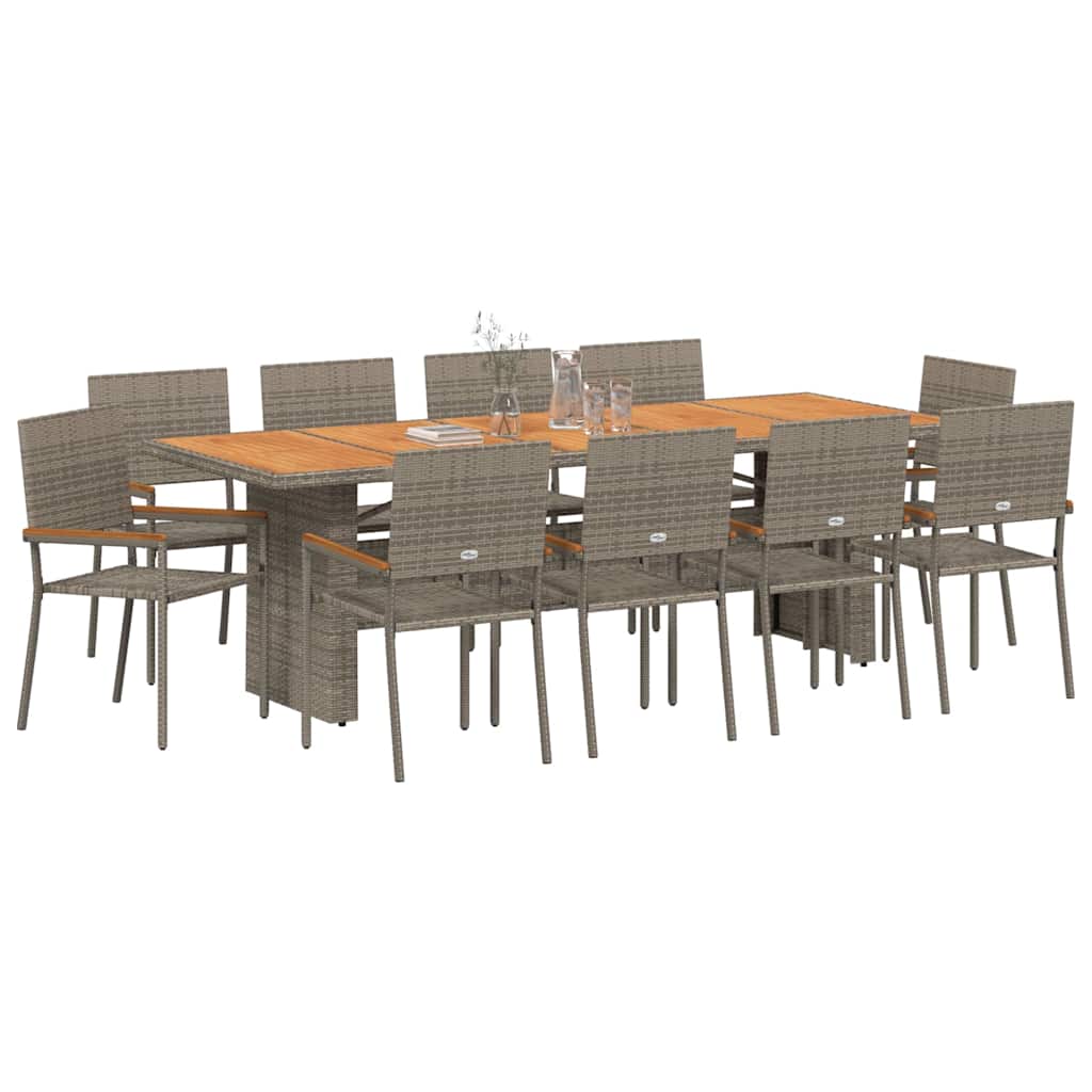 Tuin eettafelset 11 pcs Grijs poly rattan is nu te koop bij PeponiXL, paradijselijk wonen!