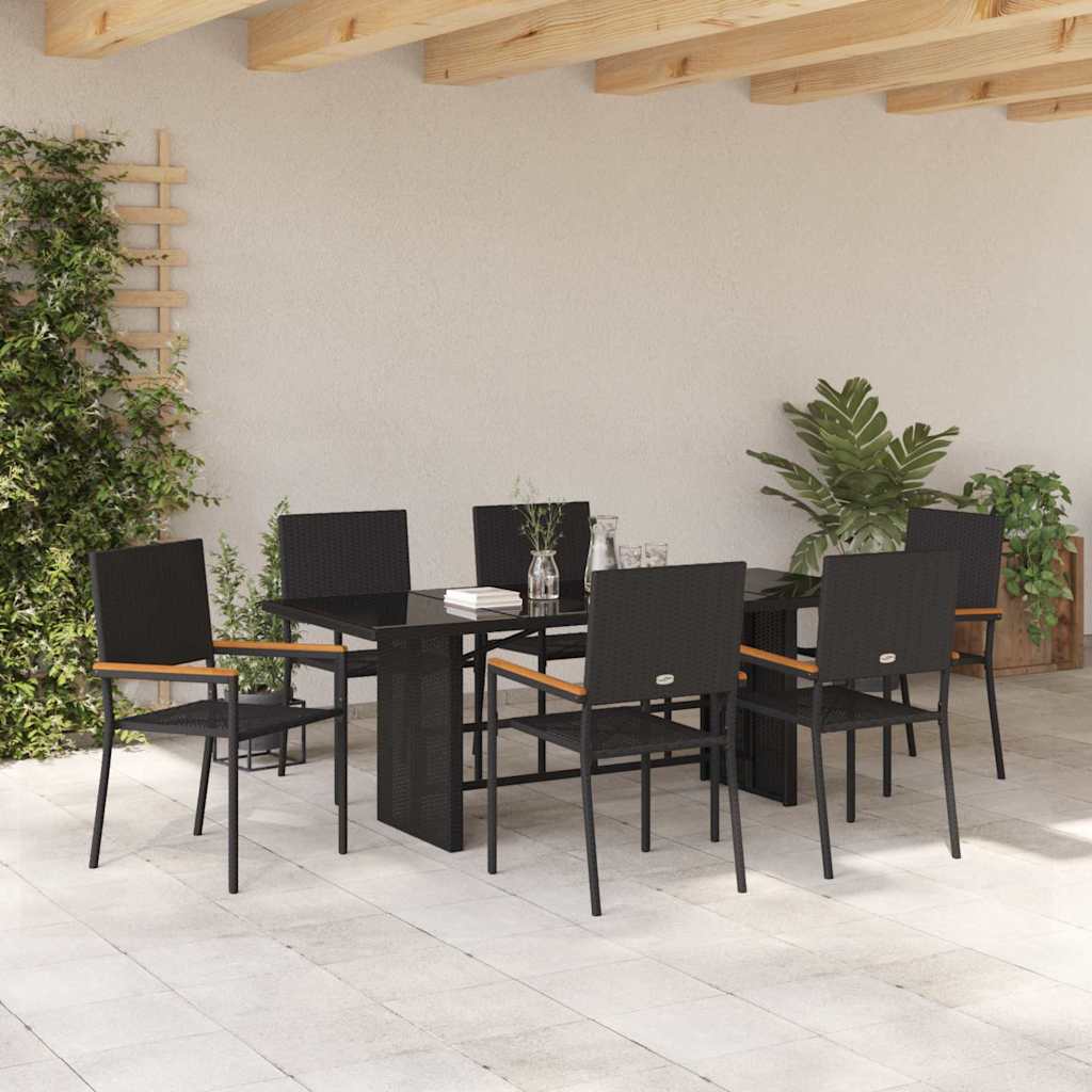 Tuin eettafelset 7 pcs Zwart poly rattan is nu te koop bij PeponiXL, paradijselijk wonen!