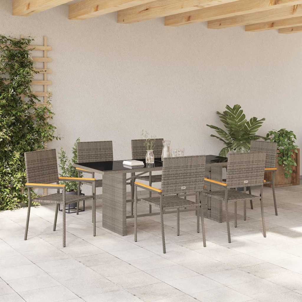 Tuin eettafelset 7 pcs Grijs poly rattan is nu te koop bij PeponiXL, paradijselijk wonen!