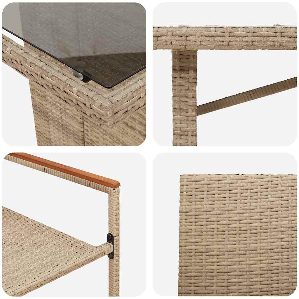 Tuin eettafelset 7 pcs Beige poly rattan is nu te koop bij PeponiXL, paradijselijk wonen!