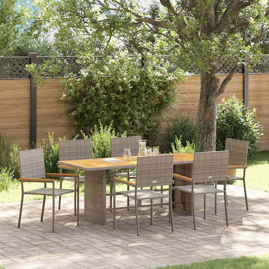 Tuin eettafelset 7 pcs Grijs poly rattan is nu te koop bij PeponiXL, paradijselijk wonen!