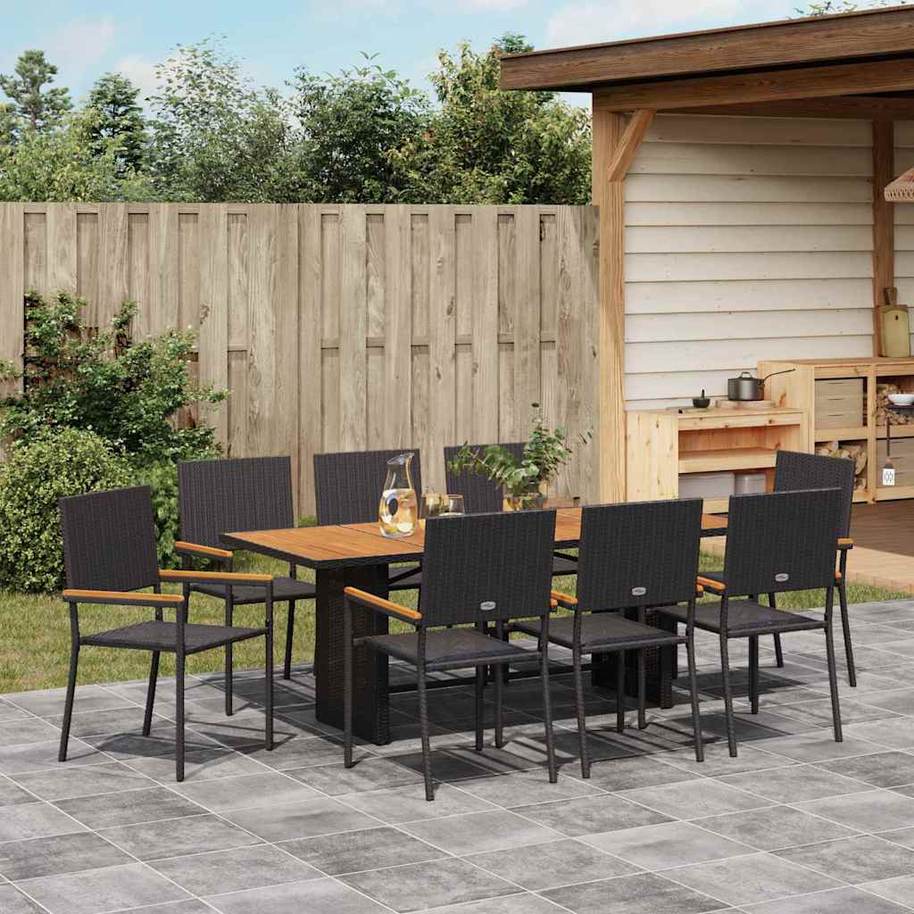 Tuin eettafelset 9 pcs Zwart poly rattan is nu te koop bij PeponiXL, paradijselijk wonen!