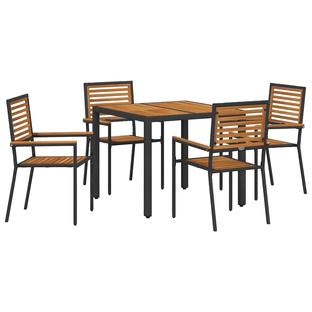 Tuin eettafelset 5 pcs Zwart en Bruin poly rattan is nu te koop bij PeponiXL, paradijselijk wonen!