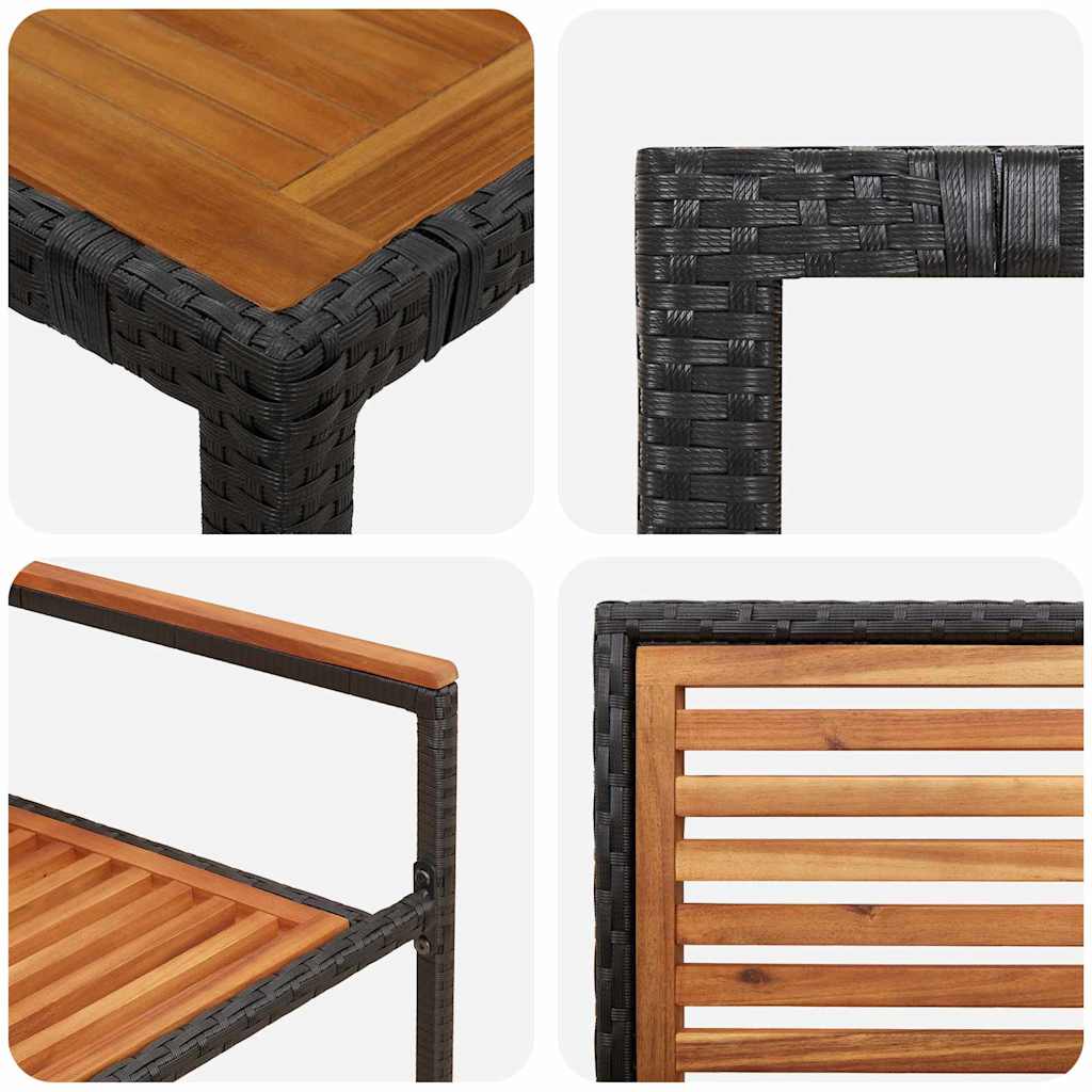 Tuin eettafelset 5 pcs Zwart en Bruin poly rattan is nu te koop bij PeponiXL, paradijselijk wonen!