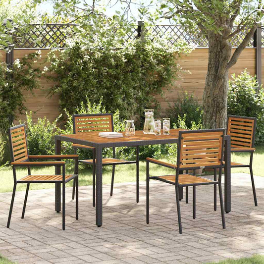 Tuin eettafelset 5 pcs Zwart en Bruin poly rattan is nu te koop bij PeponiXL, paradijselijk wonen!
