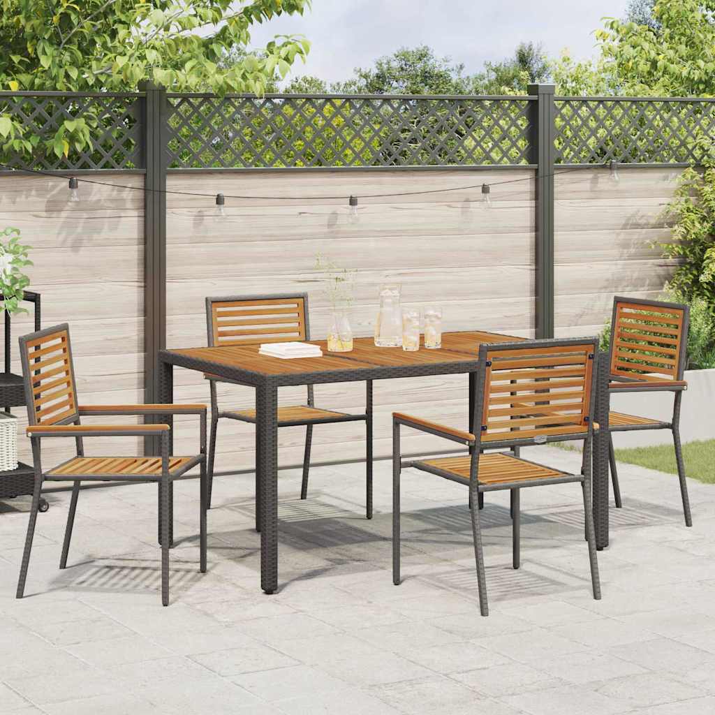 Tuin eettafelset 5 pcs Zwart en Bruin poly rattan is nu te koop bij PeponiXL, paradijselijk wonen!