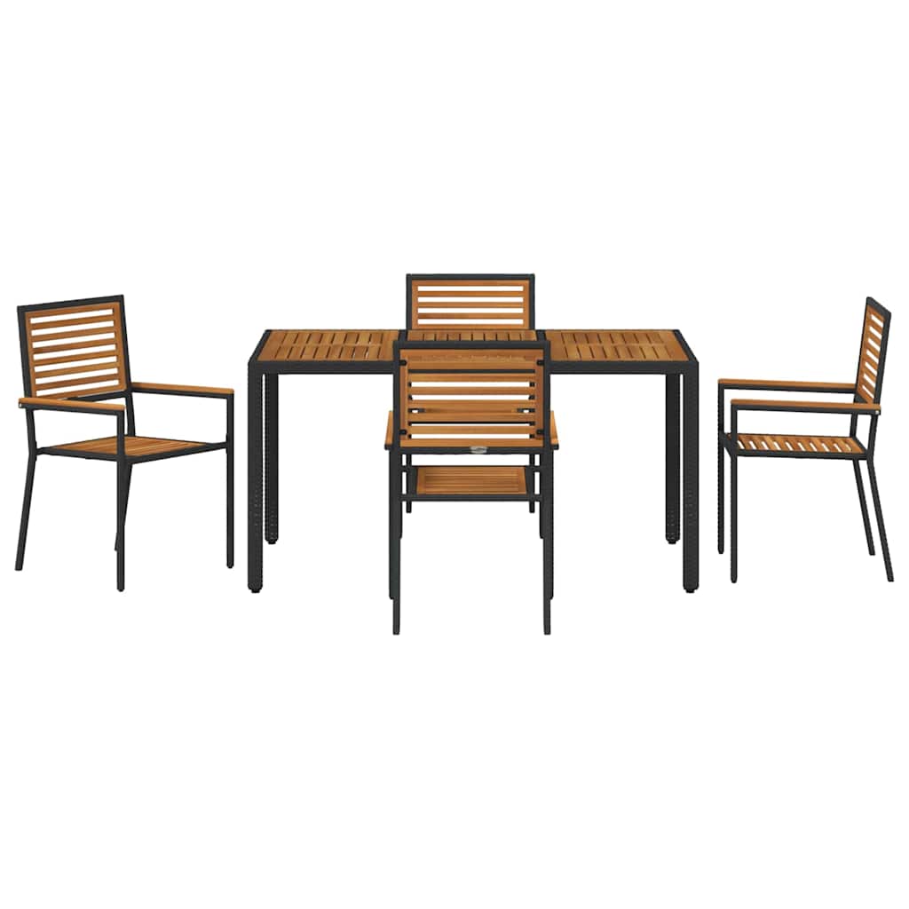 Tuin eettafelset 5 pcs Zwart en Bruin poly rattan is nu te koop bij PeponiXL, paradijselijk wonen!