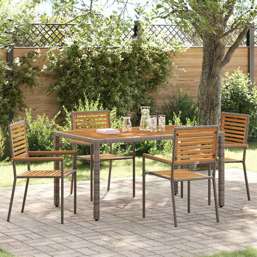 Tuin eettafelset 5 pcs Grijs en Bruin poly rattan is nu te koop bij PeponiXL, paradijselijk wonen!
