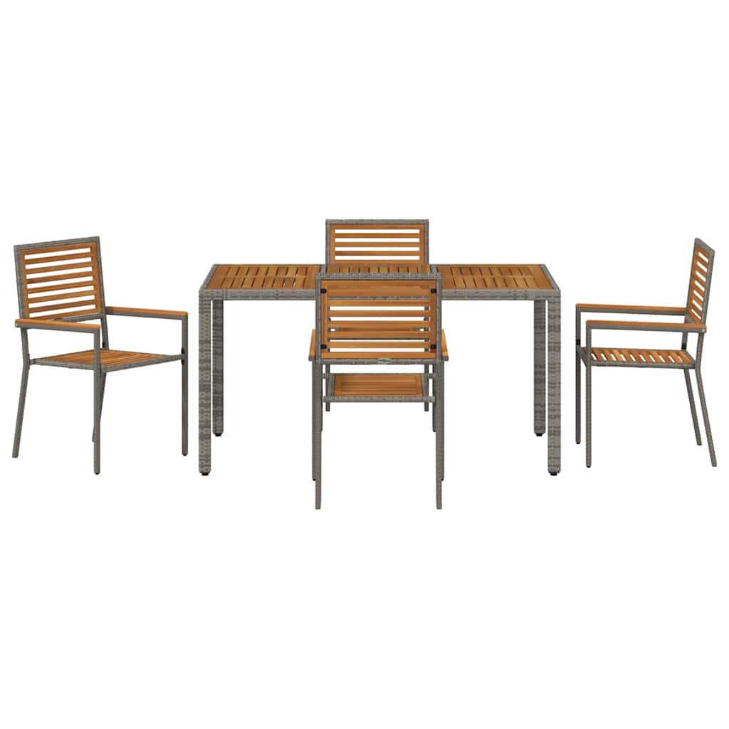 Tuin eettafelset 5 pcs Grijs en Bruin poly rattan is nu te koop bij PeponiXL, paradijselijk wonen!