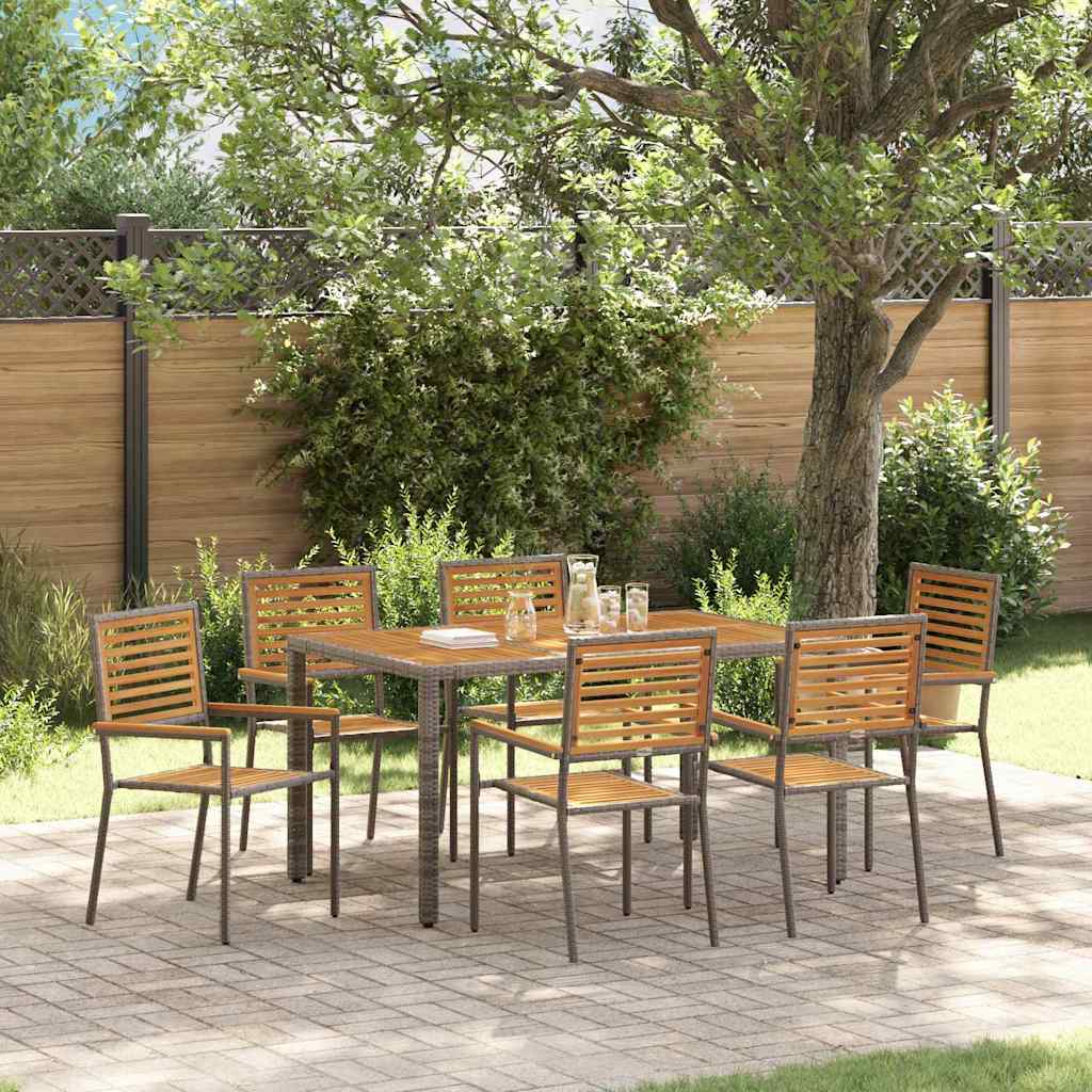 Tuin eettafelset 7 pcs Grijs en Bruin poly rattan is nu te koop bij PeponiXL, paradijselijk wonen!