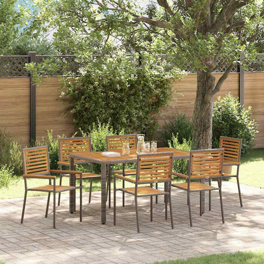 Tuin eettafelset 7 pcs Grijs en Bruin poly rattan is nu te koop bij PeponiXL, paradijselijk wonen!