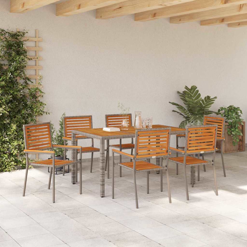 Tuin eettafelset 7 pcs Grijs en Bruin poly rattan is nu te koop bij PeponiXL, paradijselijk wonen!