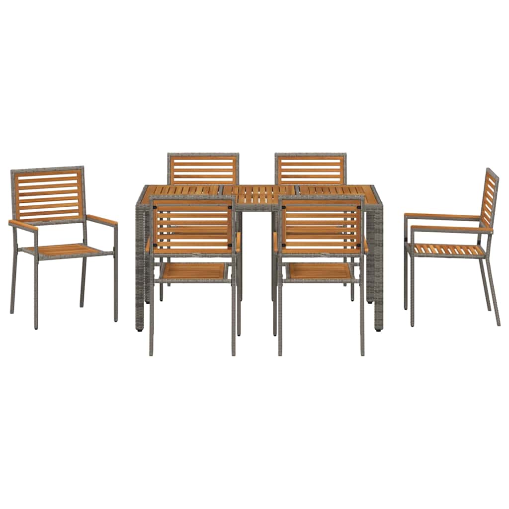 Tuin eettafelset 7 pcs Grijs en Bruin poly rattan is nu te koop bij PeponiXL, paradijselijk wonen!