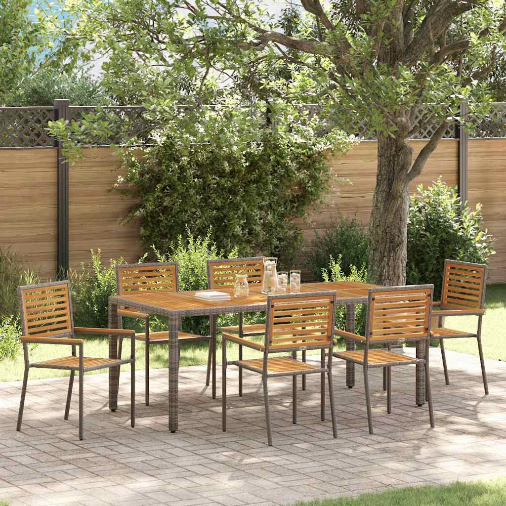 Tuin eettafelset 7 pcs Grijs en Bruin poly rattan is nu te koop bij PeponiXL, paradijselijk wonen!