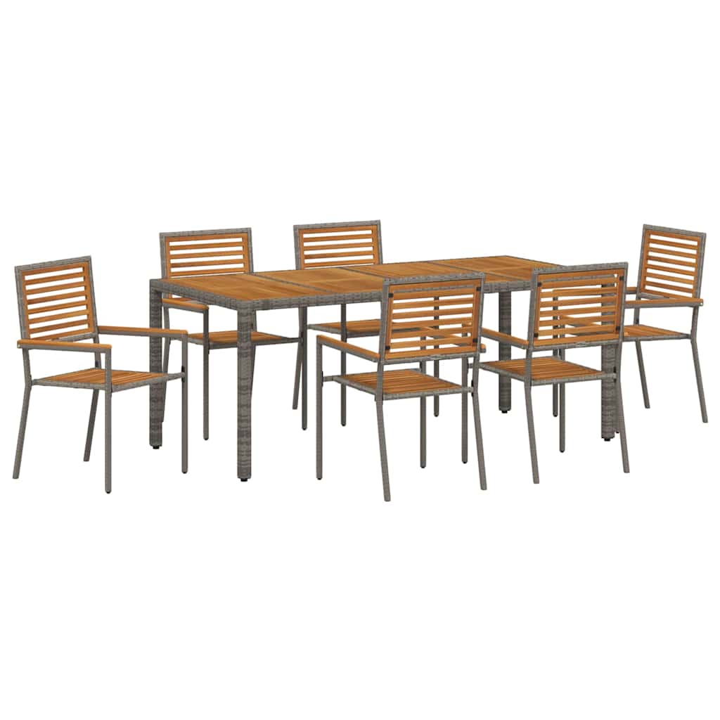 Tuin eettafelset 7 pcs Grijs en Bruin poly rattan is nu te koop bij PeponiXL, paradijselijk wonen!