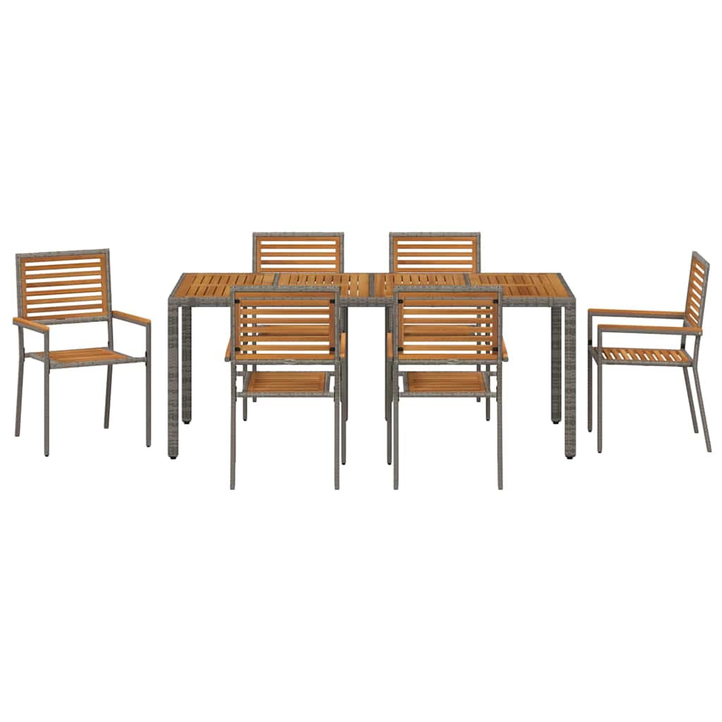 Tuin eettafelset 7 pcs Grijs en Bruin poly rattan is nu te koop bij PeponiXL, paradijselijk wonen!