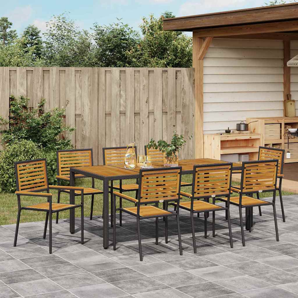 Tuin eettafelset 9 pcs Zwart en Bruin poly rattan is nu te koop bij PeponiXL, paradijselijk wonen!